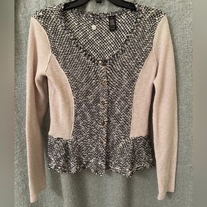 BKE Women's Black and Cream Cardigan